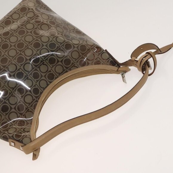 Salvatore Ferragamo Hand Bag Vinyl 2Set Brown Auth mr1382 - Picture 5 of 16